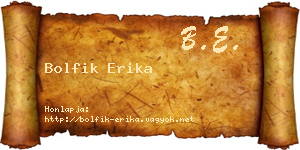 Bolfik Erika névjegykártya